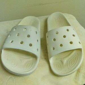 Womens Crocs White Slide Sandals Size 9 Mens Size 7